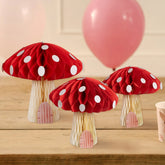Honeycomb Toadstool Decorations 3pk